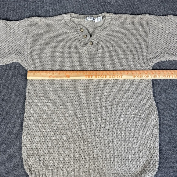 Vintage Cherokee Sweater Mens Large Creme Cotton Made in USA 80s Fishermans Knit - Picture 3 of 6